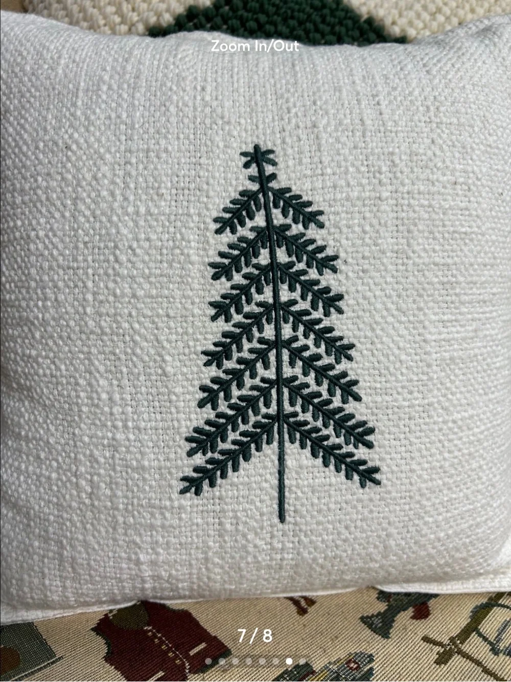 Hearth & Hand Cream Throw Pillow Pair with Green Embroidered Pine Trees
